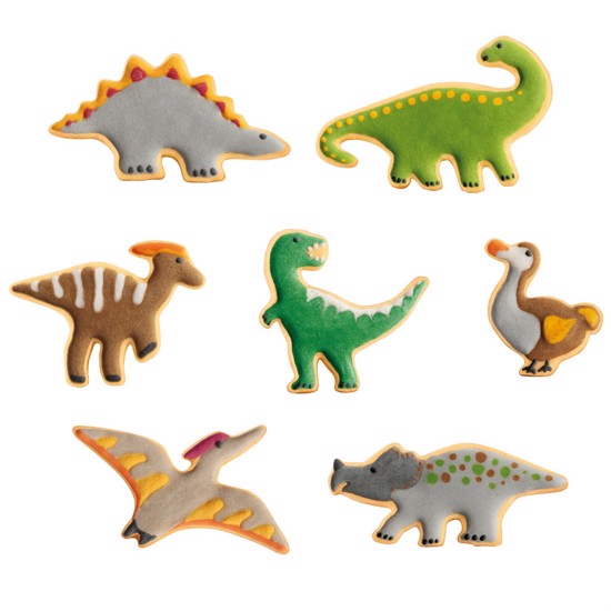 Udstikkersæt med 7 forskellige dinosaurer 