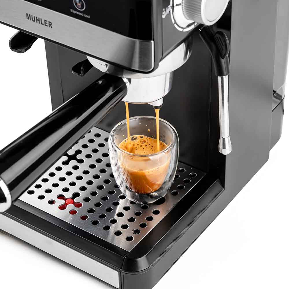 Mühler Espressomaskine med 20 bar tryk, kværn og mælkeskummer
