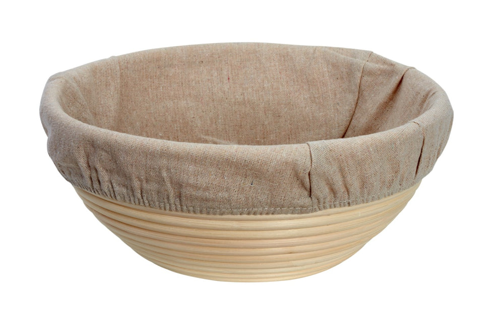 Hævekurv Ø 28 cm i rattan ekstra høj 11 cm., med aftageligt klæde