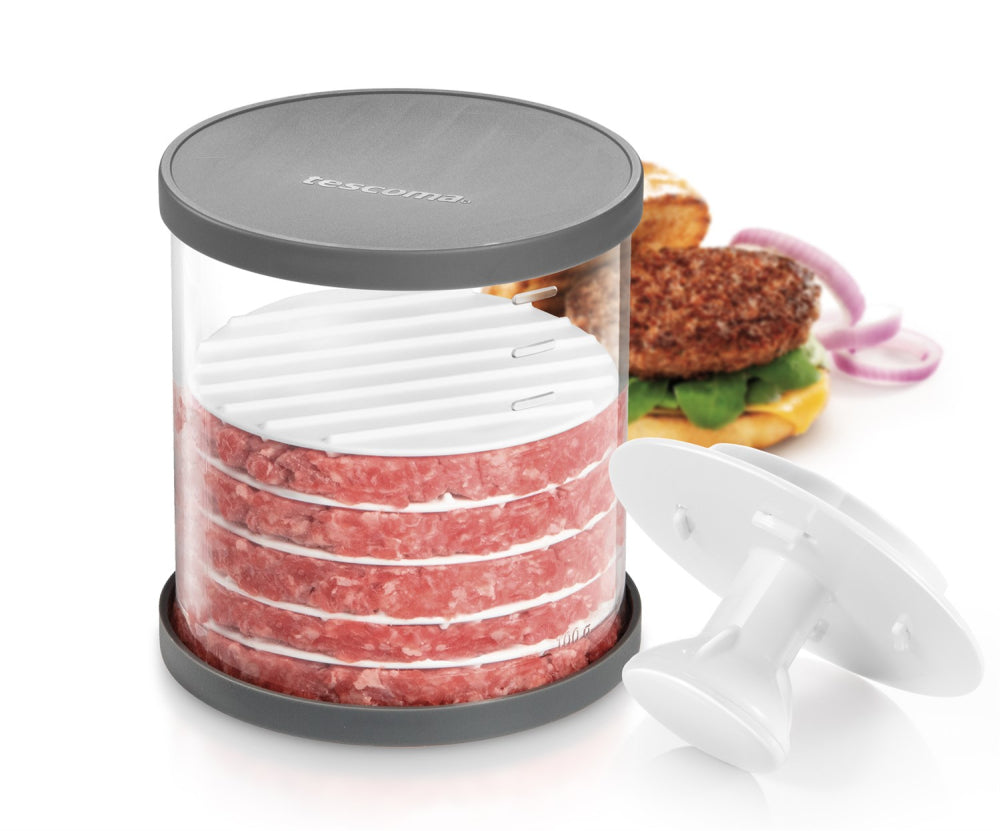 Hamburgerpresser og opbevaringsbeholder fra Tescoma