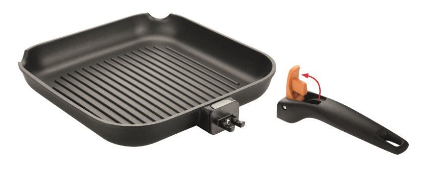 Grillpande 26 x 26 cm med aftageligt håndtag