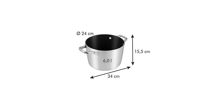 Gryde med non-stick belægning, 24 cm. 6,0 liter.