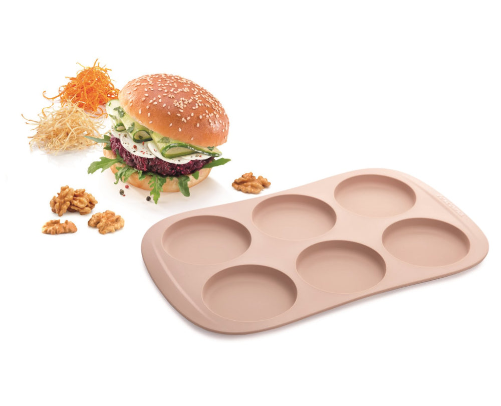 Burgerbolle form i silikone til 6 boller
