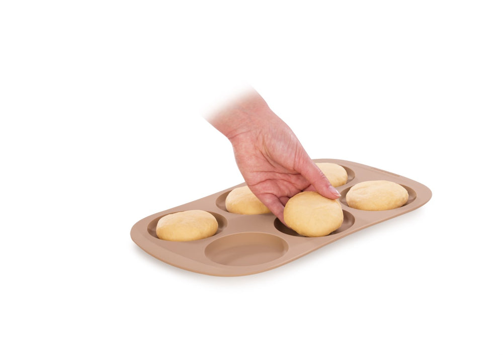 Burgerbolle form i silikone til 6 boller