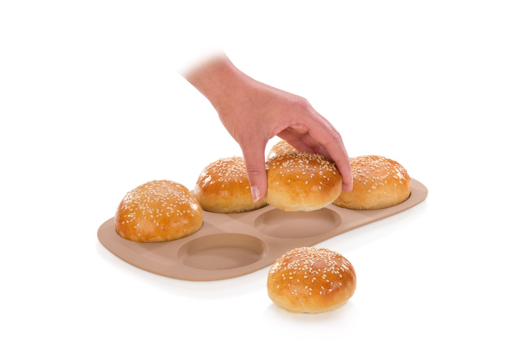 Burgerbolle form i silikone til 6 boller