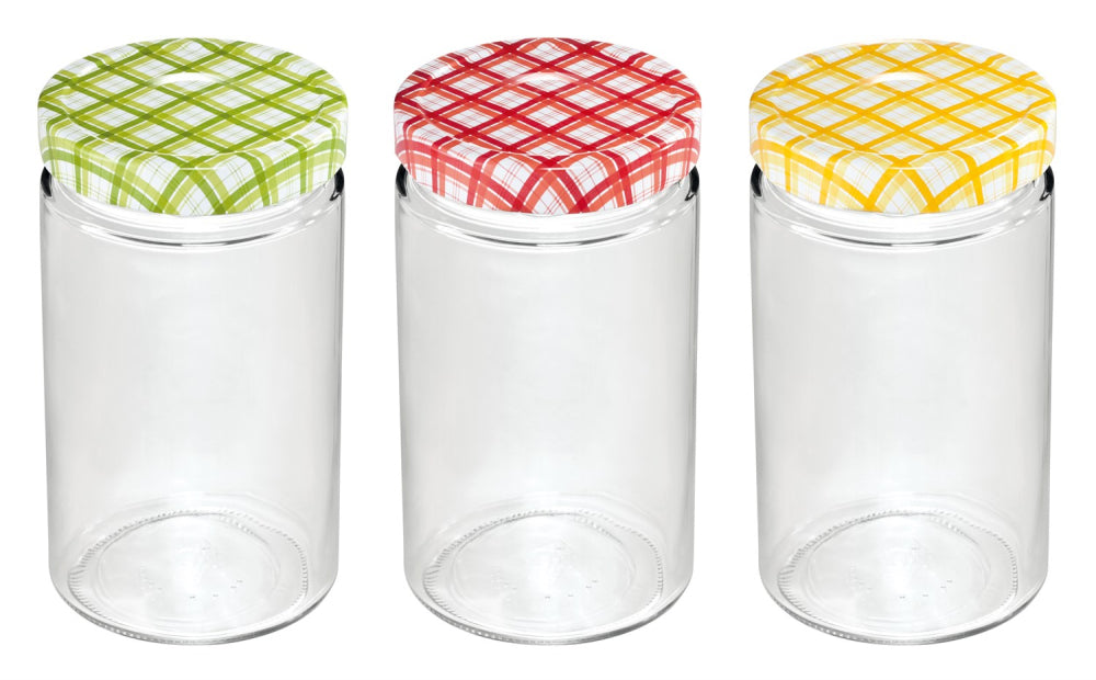 Patent glas med låg til marmelade, henkogning eller lignende, 700 ml, 3 stk.