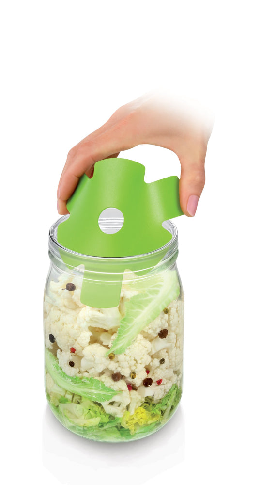 Fermenteringskrukke i glas med special låg 1 liter, fra Tescoma