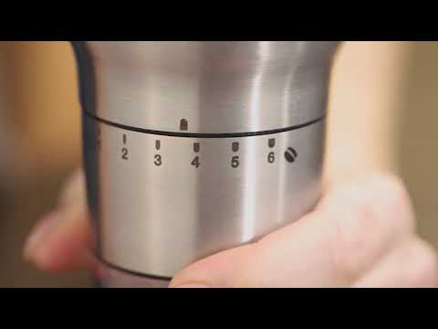 Video: Kaffekværn  i rustfrit stål med keramisk kværn og smart måle enhed