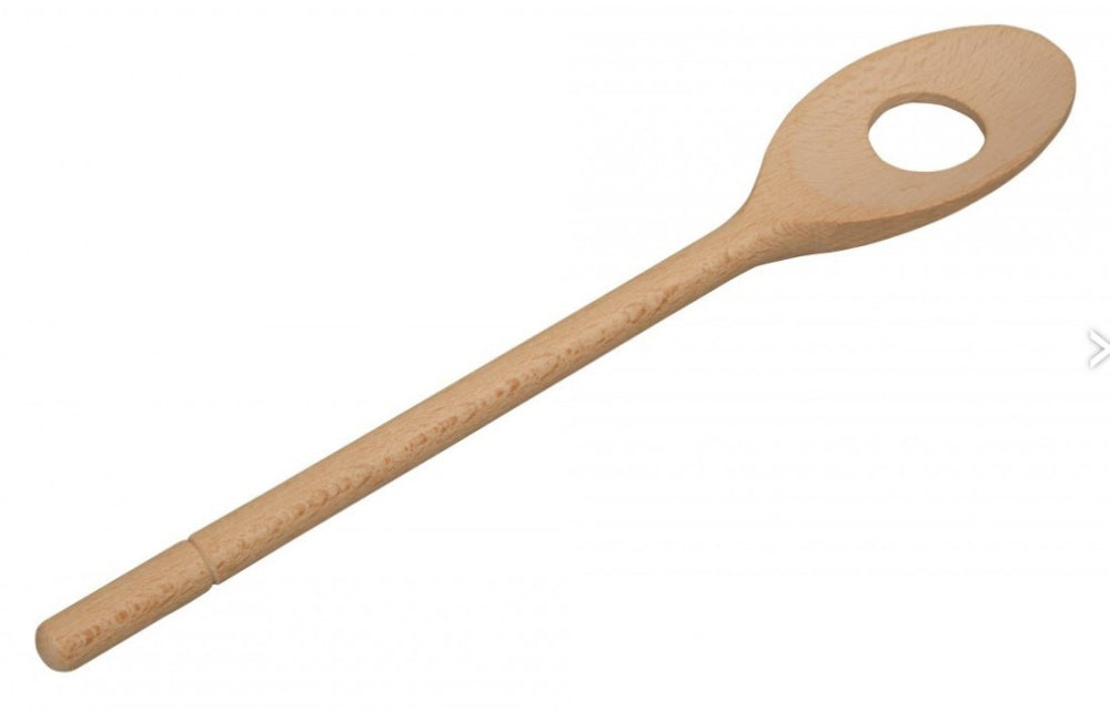 Røre ske med hul i bøgetræ, 30 cm