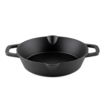 Støbejernspande – 27 cm – kompakt design med 2 mindre håndtag og flot sort finish