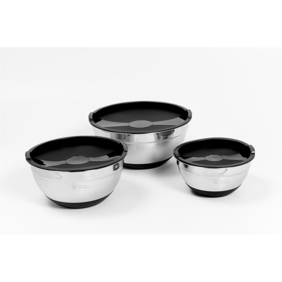Se Skålsæt med 3 skåle, med låg og skridsikker bund - Hurtig levering hos Gourmetshoppen.com