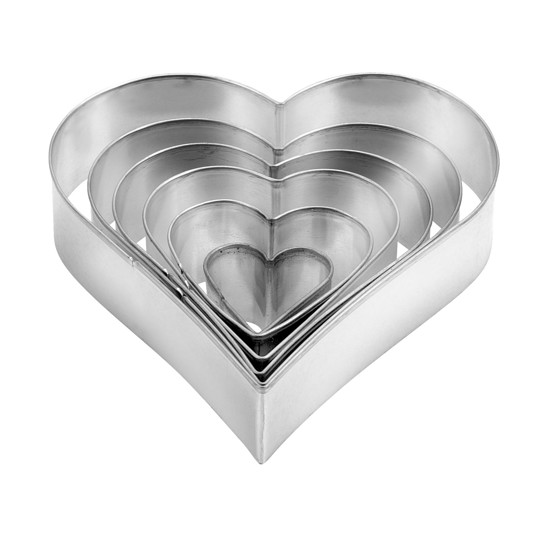 Hjerteformet udstikker sæt i rustfrit stål. Sæt med 6 str. – Billig fragt