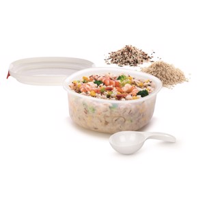 Skål til dampning af ris i microbølgeovn