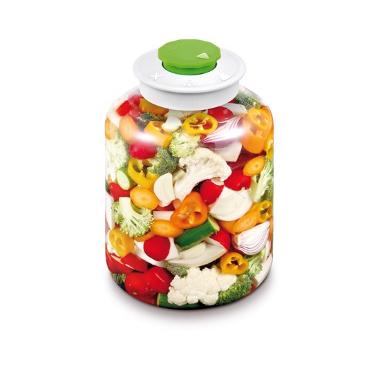 Se Fermenteringskrukke i glas med special låg, 5 liter - Hurtig levering hos Gourmetshoppen.com